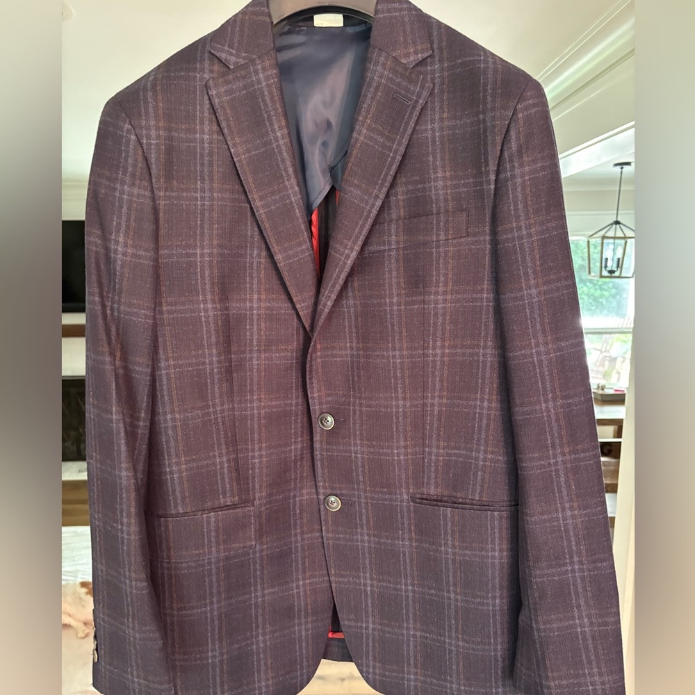 Men's Navy Plaid Sports Coat 38R